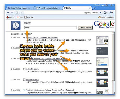 Chrome search history